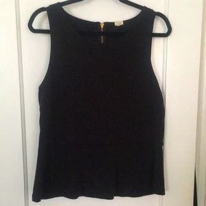 J.Crew Size L Black Peplum Tank Blouse